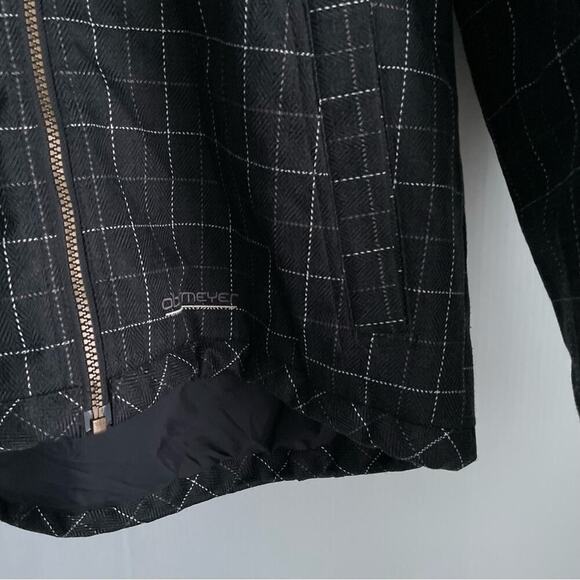Obermeyer plaid patterned snowboarding jacket fits M/L snowflake on back hooded - Picture 8 of 9